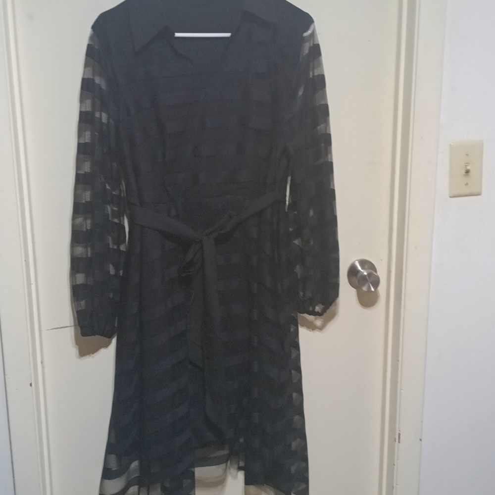 Sheer Sleeve Black Dress